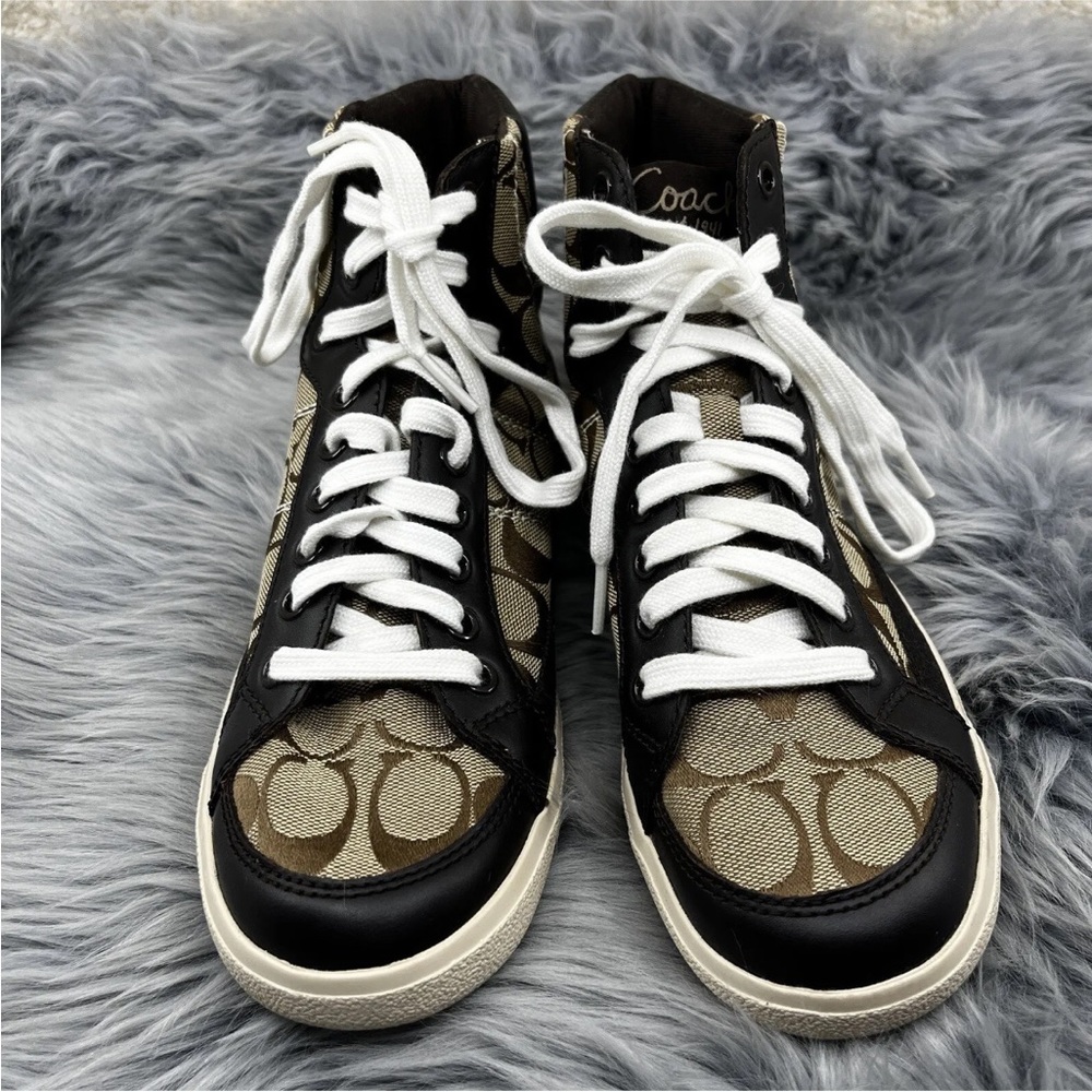 NWOT Vintage Y2K Coach Hightop Ellis signature sneakers womens size 7 shoes. - Picture 2 of 11